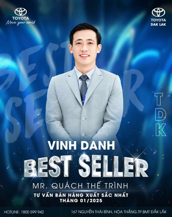 VINH DANH BEST SELLER THÁNG 1/2025 – MR. QUÁCH THẾ TRÌNH