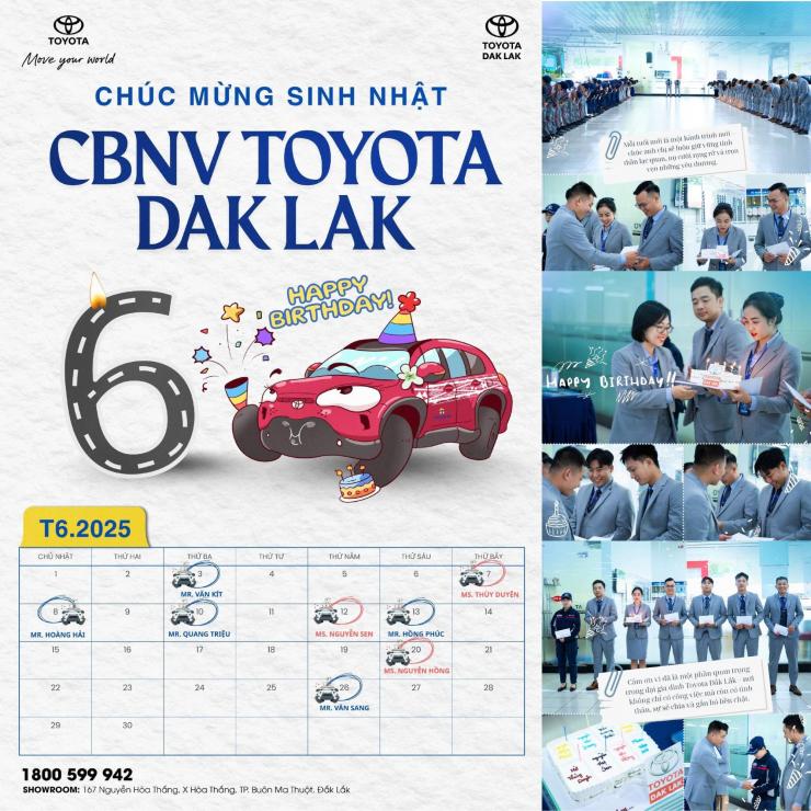 CHÚC MỪNG SINH NHẬT NHÂN SỰ THÁNG 6 TẠI TOYOTA DAK LAK