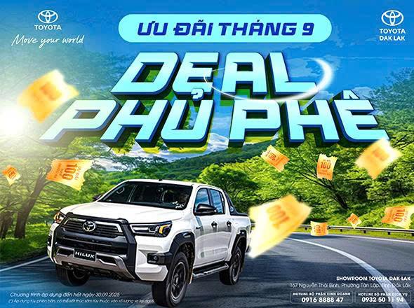 CHỐT XE THÁNG 9 – ƯU ĐÃI CỰC XỊN TẠI TOYOTA DAK LAK