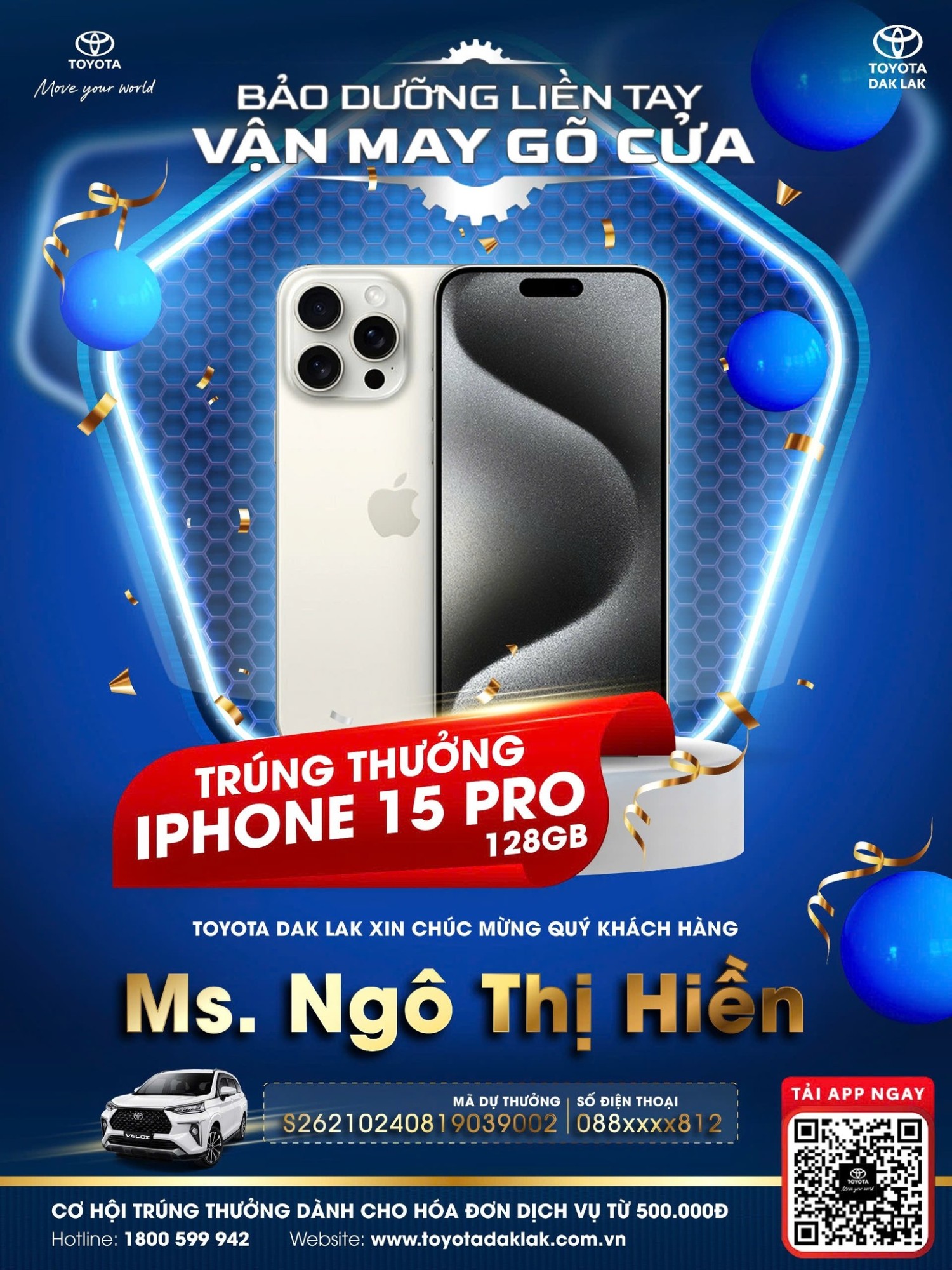 Toyota Đắk Lắk – Trao Tặng Giải Đặc Biệt iPhone 15 Pro