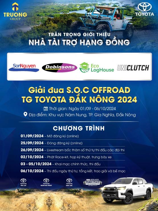 Giải Đua Xe Địa Hình S.O.C Offroad TG - Toyota Đắk Nông 2024: Trân Trọng Giới Thiệu Các Nhà Tài Trợ Hạng Đồng