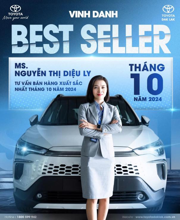 Toyota Dak Lak Vinh Danh Best Seller Tháng 10/2024: Ms. Nguyễn Thị Diệu Ly