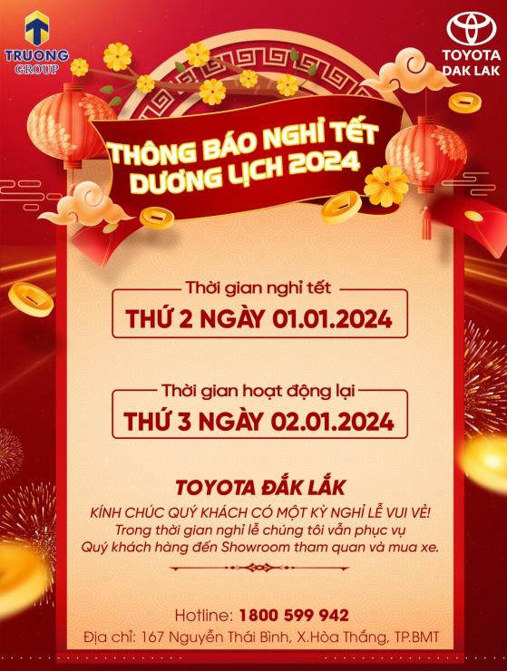 [THÔNG BÁO] LỊCH NGHỈ TẾT DƯƠNG LỊCH 2024